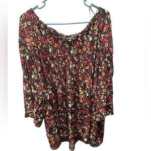 Ninety Clothing Co Black Floral Blouse Plus Size 2X